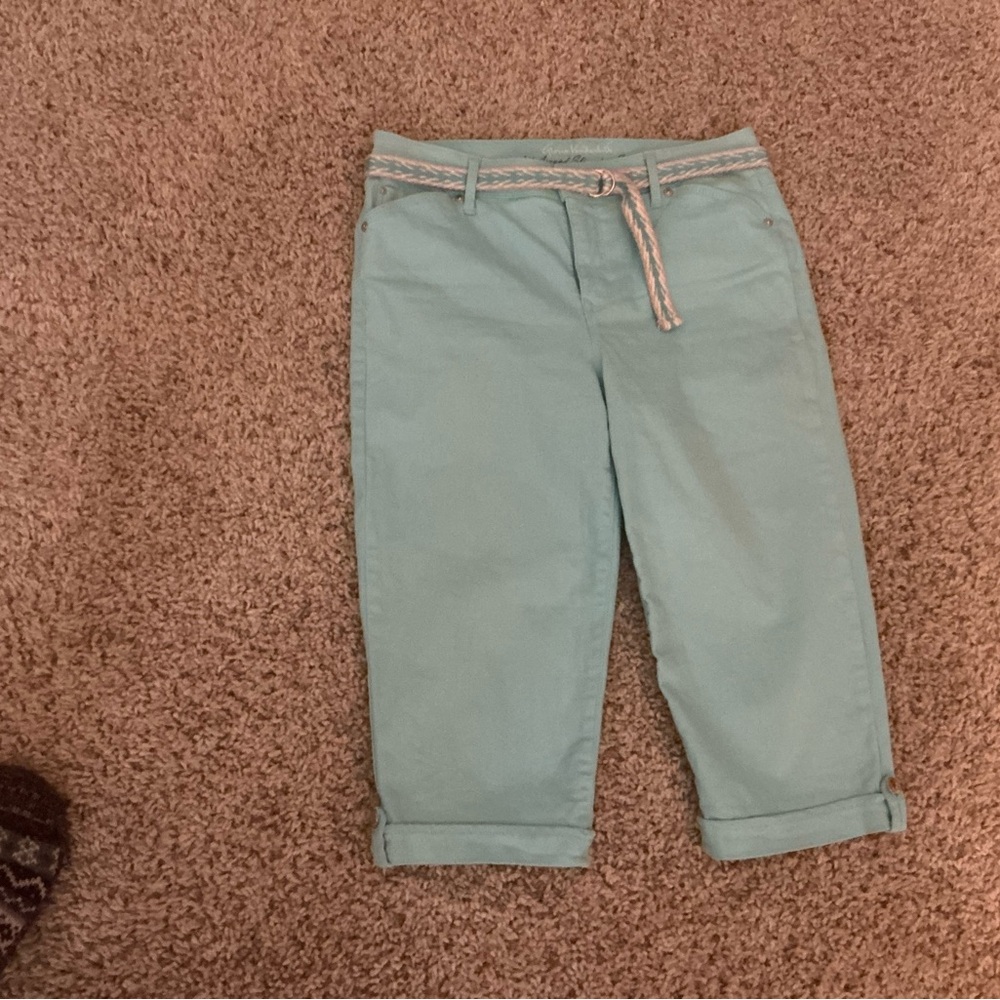 Gloria Vanderbilt turquoise cropped pants